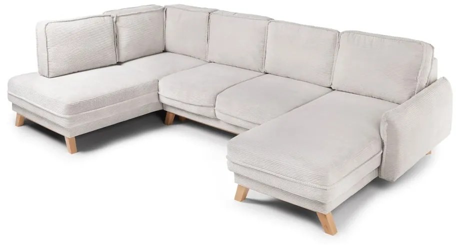 Colțar bej extensibil cu tapițerie din catifea reiată (cu colț pe partea stângă /în formă de "U") Tori – Bonami Selection