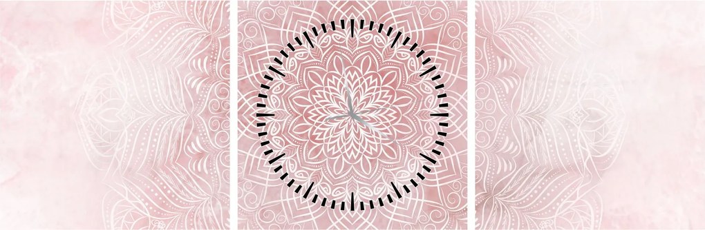 Tablou - Mandala roz (cu ceas) (90x30 cm)