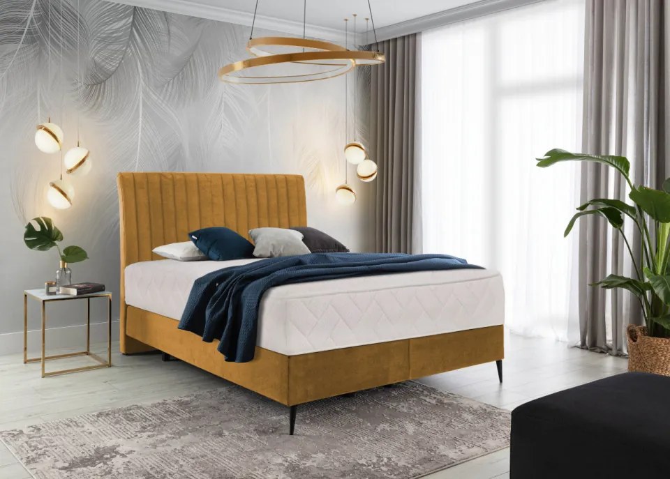 Pat tapitat, boxspring, 180x200 cm, Blanca 1, Eltap (Culoare: Albastru)