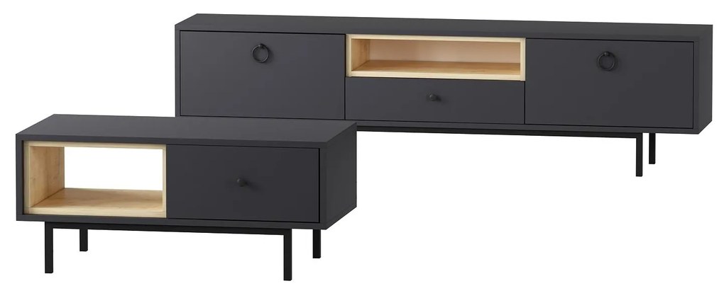 Mobilier living Norbie (antracit + Stejar zafir). 1088955