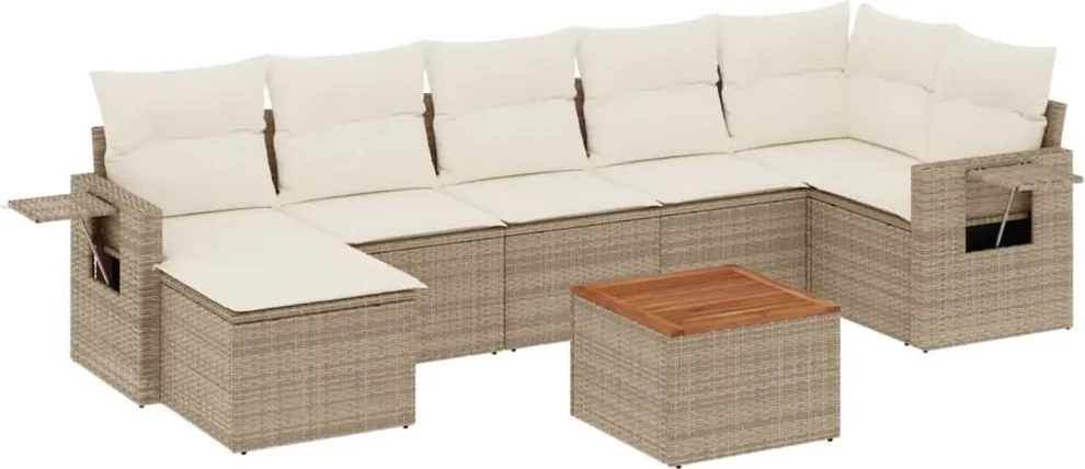 vidaXL Set canapele de grădină, 8 piese, cu perne, bej, poliratan