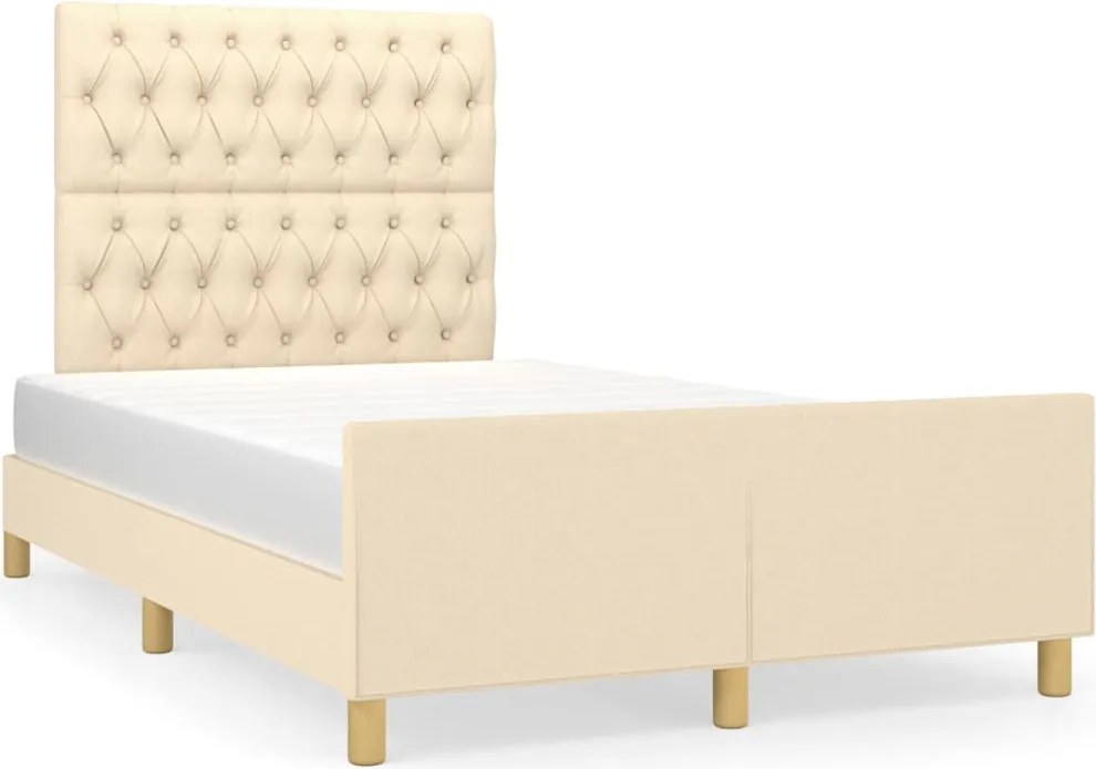 vidaXL Cadru de pat fără saltea, crem, 120x200 cm, textil