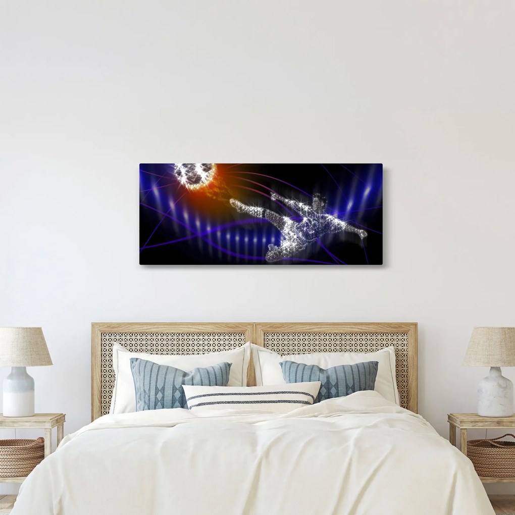 Tablou - Fotbaliști în săritură (120x50 cm)