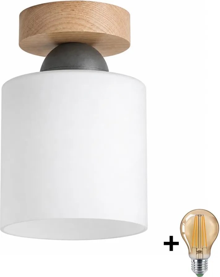 BRILAGI - LED Plafonieră RETRO GLASS 1xE27/60W/230V Ø 10 cm stejar/alb