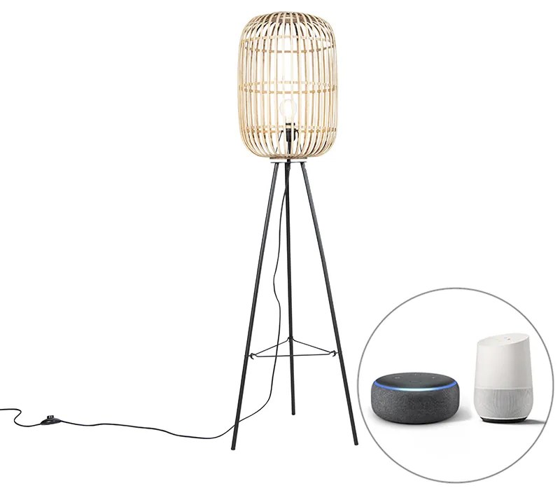 Lampă de podea inteligentă rustică din ratan cu Wi-Fi A60 - Manila