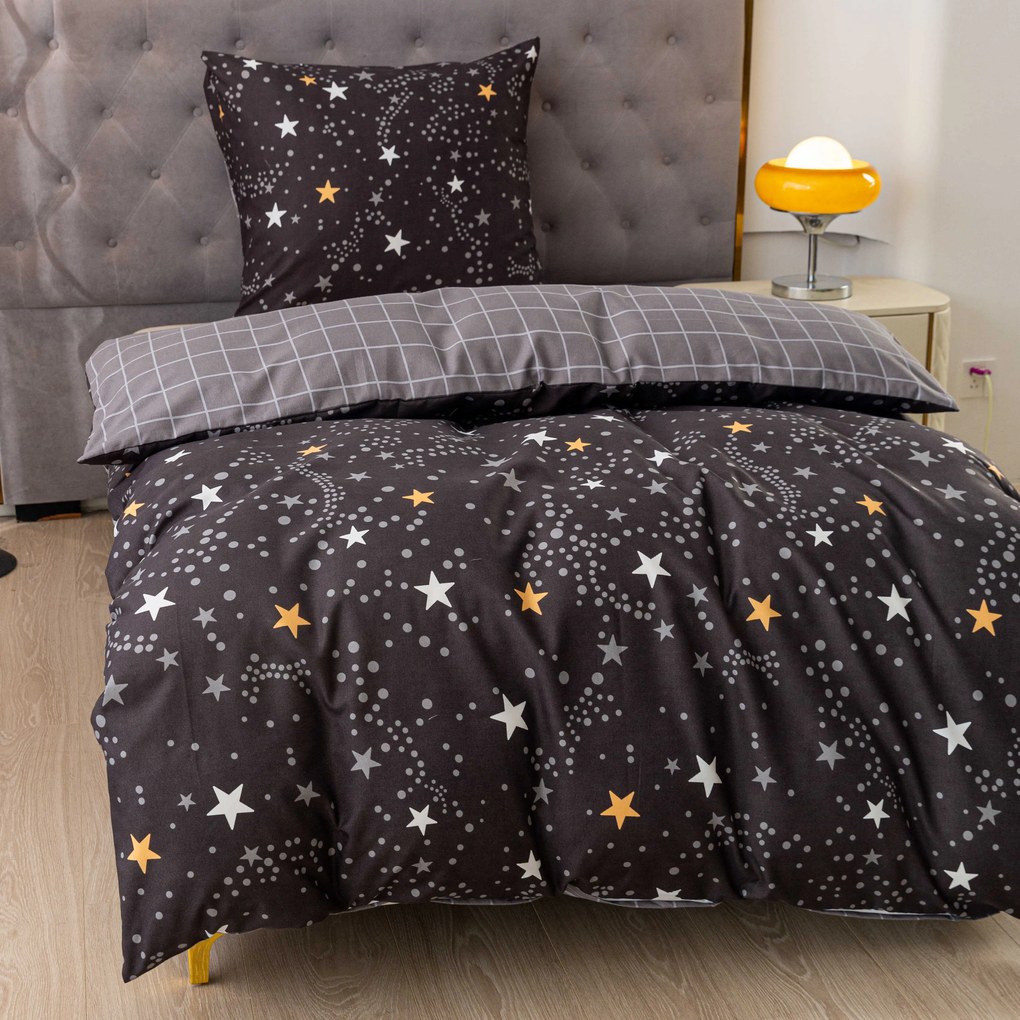 Lenjerie de pat din microfibra flanel STELLAR gri inchis Dimensiune lenjerie de pat: 2 buc 70 x 90 cm | 200 x 220 cm