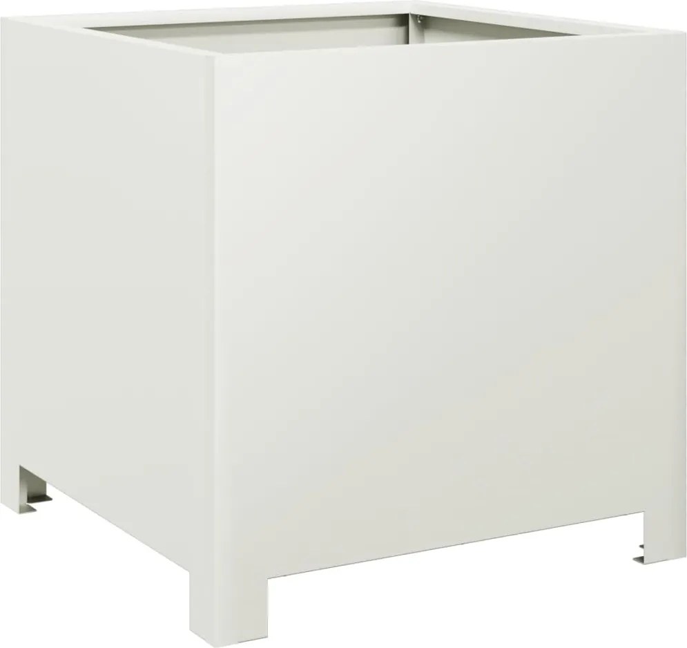 vidaXL Jardinieră de grădină, alb, 40x40x40 cm, oțel