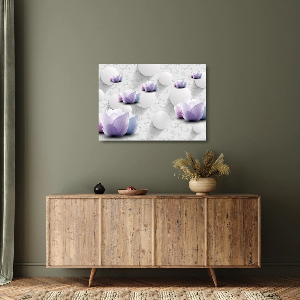 Tablou pe sticlă cu flori (70x50 cm)