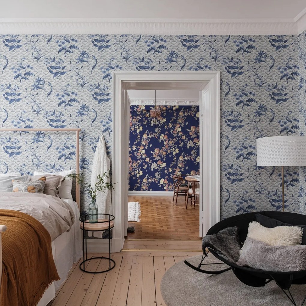 Fototapet, Floral Ripple, Blue, Rebel Walls