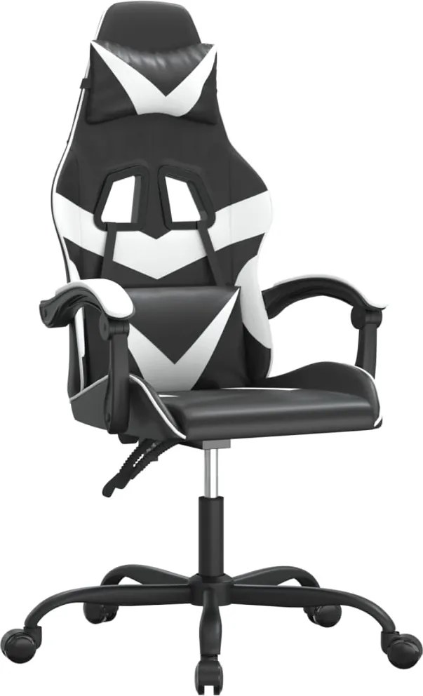 vidaXL Scaun de jocuri, negru și alb, piele ecologică