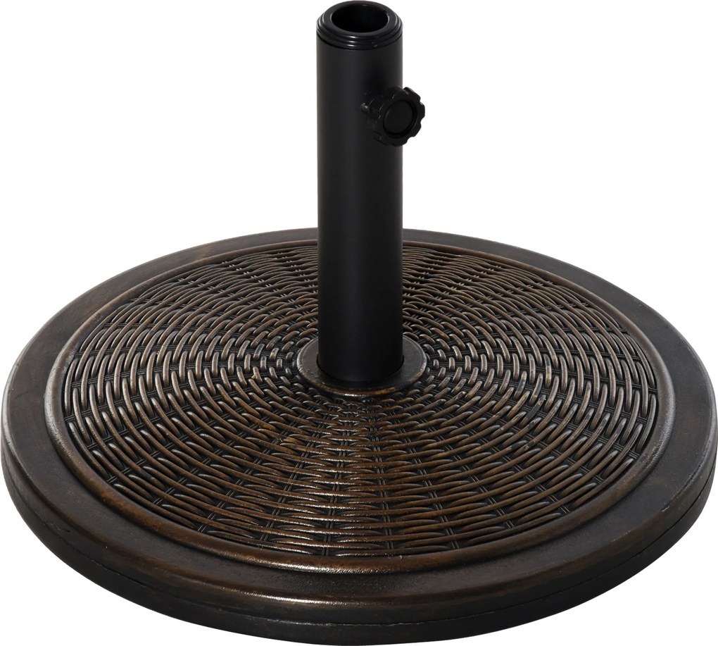 Outsunny Bază Umbrelă 14kg, Ciment și Plastic, Efect Ratan, Bronz | Aosom Romania