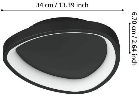 Plafonieră LED dimabilă Eglo 901584 LORETELLO LED/12W/230V negru + telecomandă