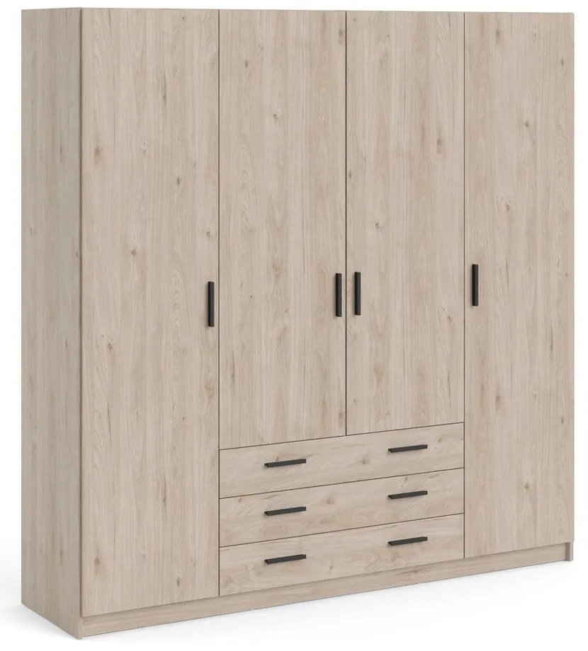 Șifonier în culoare naturală cu aspect de lemn de stejar 196x200 cm Sprint – Tvilum