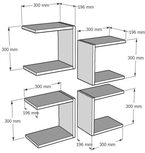 SET 4x raft de perete BASE 30x30 cm alb