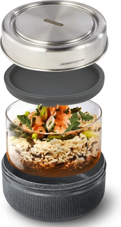 Cutie pentru pranz cupa din sticla Black+Blum GR-LB-L015, 0,75 L, Fara BPA, Gri inchis