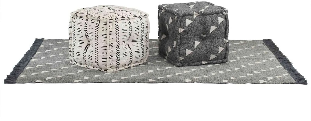 vidaXL Pufuri Geometric Manual Gri și alb 40 x 40 x 40 cm țesătură