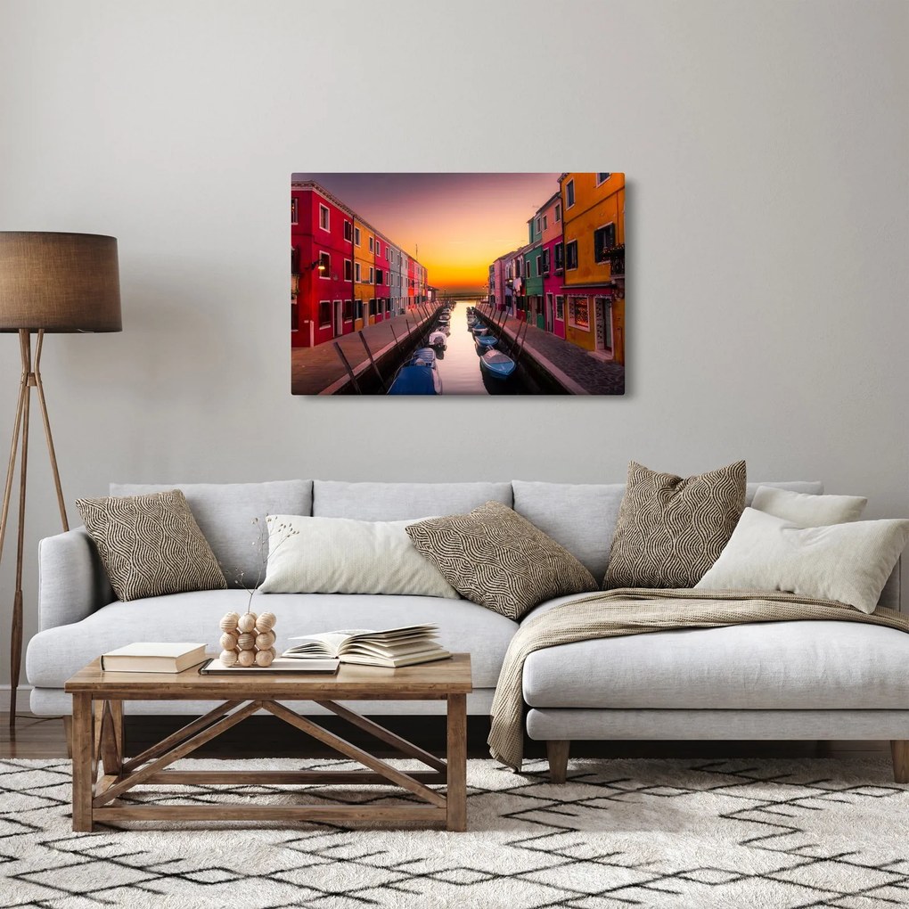 Tablou - Apus de soare, insula Burano, Veneția, Italia (90x60 cm)