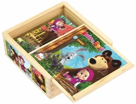 Teddies Cuburi cu poze Mașa și Urșulețul, 9 buc