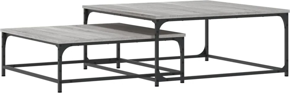 vidaXL Mese suprapuse de cafea, 2 buc, sonoma gri, lemn prelucrat