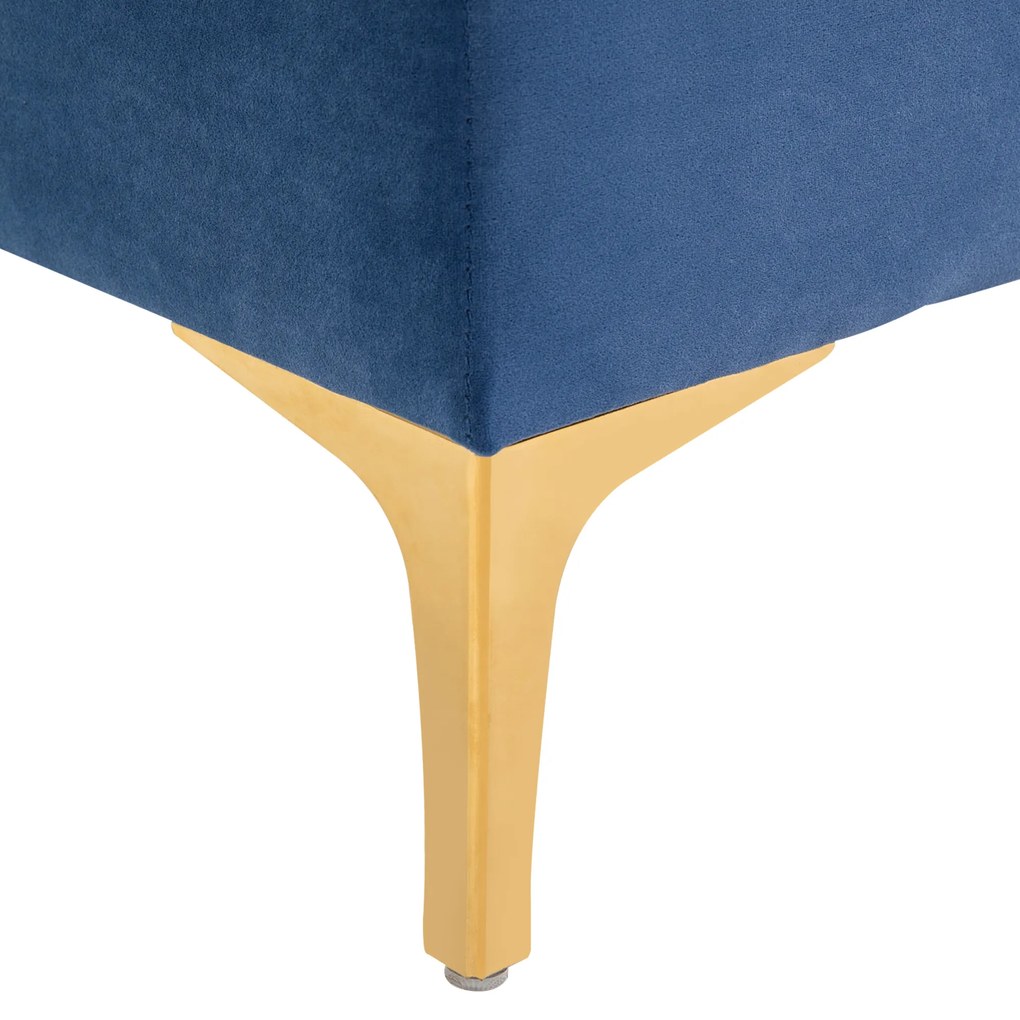 HOMCOM Bancă Hol, Bancă la Capătul Patului din Catifea Albastru Închis, Design Modern cu Picioare Metalice Aurii, 118x45x42cm | Aosom Romania