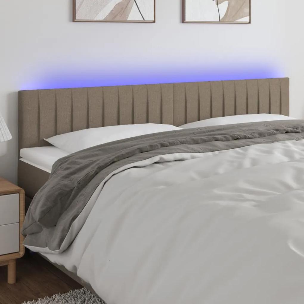 3121876 vidaXL Tăblie de pat cu LED, gri taupe, 200x5x78/88 cm, textil