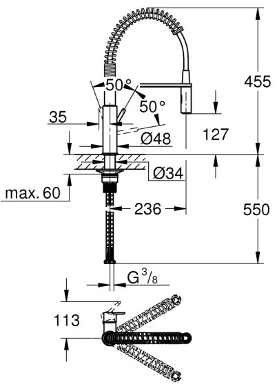 GROHE 30361000 - Baterie pentru chiuvetă GET 455 mm, crom lucios