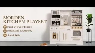 Bucatarie copii din lemn moderna alba