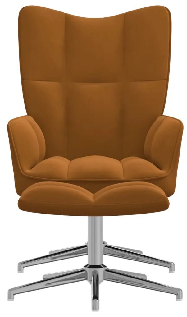 328136 vidaXL Scaun de relaxare cu taburet, maro, catifea