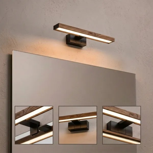 Brilagi-LED Iluminare pentru oglindă de baie WOODY MIRROR 3în1 LED/8W/230V 40 cm IP44 negru/stejar