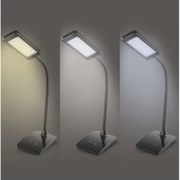 Lampă de birou LED EDDY, cu intensitate reglabilă, 6W, 230V, 3000/4500/6800K, neagră