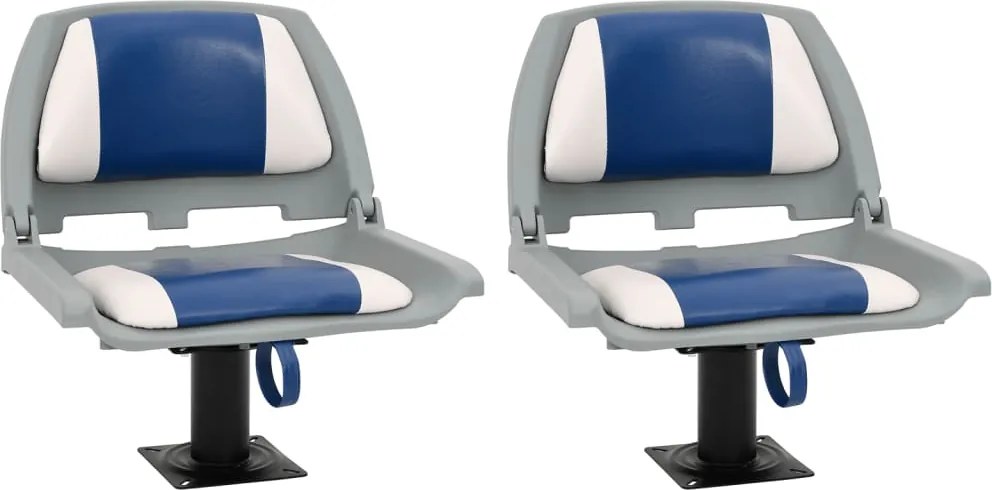 vidaXL Set scaun pliabil pentru barcă, albastru și alb, 48x51x41 cm