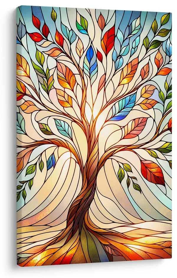Tablou cu arborele vieții cu frunze multicolore