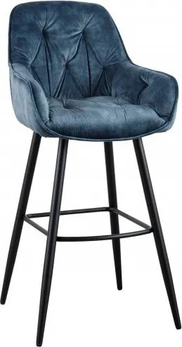 Set 2 scaune de bar Milano catifea albastru petrol