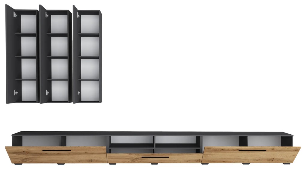 Living haaus Haga V7, Antracit/Stejar Wotan, L 360 cm