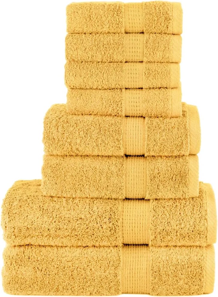 vidaXL Set de prosoape premium SOLUND, 8 piese, auriu, 600 g/m²