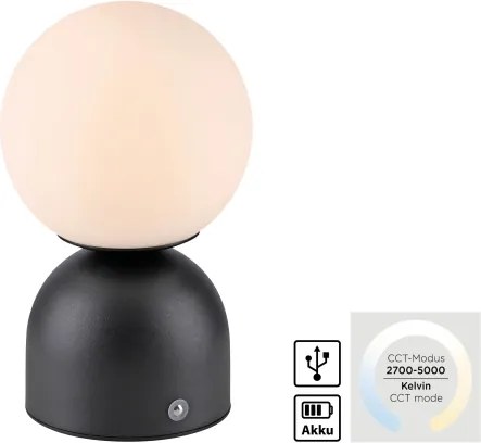 Schöner Wohnen 19218-18 - Lampă de masă LED RUDI, cu dimmer, LED/1,2W/5V, neagră