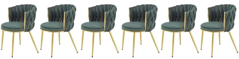 Set 6 scaune K517 velvet verde/auriu