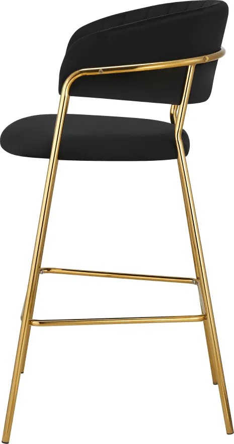 Scaun de bar de design, material catifea neagră/gold crom auriu, DASMIN TIP 2