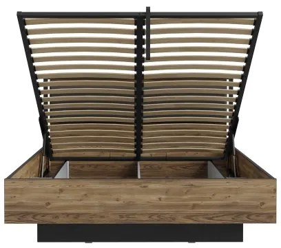 Pat dublu OREN 160x200 cm cu spațiu de depozitare maro/negru