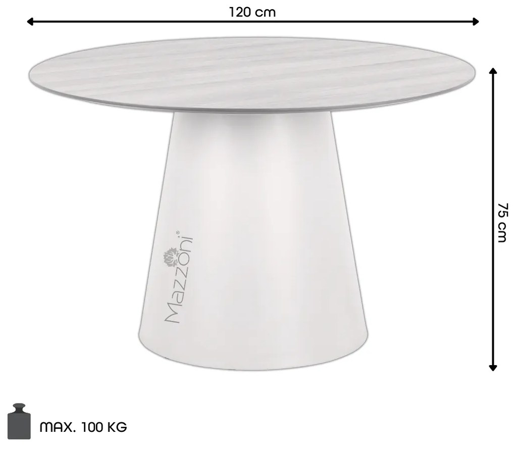 MAZZONI EXPORT BOSCO Stejar natural/picior bej (Cașmir) - MASĂ ROTUNDĂ 120 cm PENTRU BUCĂTĂRIE SUFRAGERIE SALON FURNIR