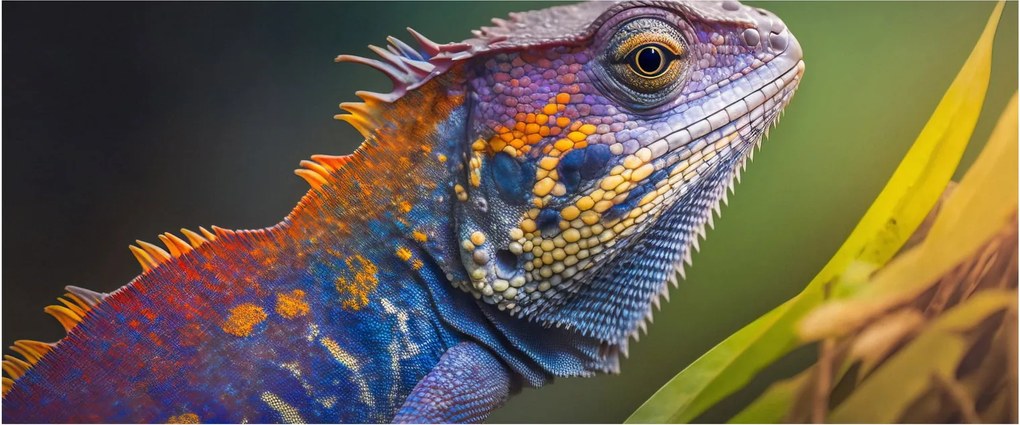 Tablou - Iguana colorată (120x50 cm)