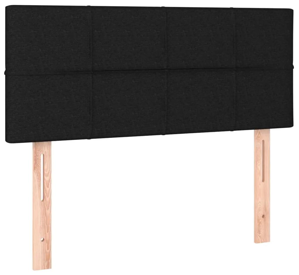 Pat box spring cu saltea, negru, 120x200 cm, catifea Negru, 120 x 200 cm, Cu blocuri patrate