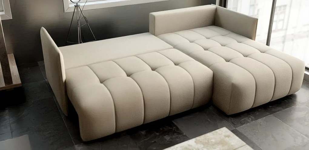 Colțar extensibil dumonde cu ladă de depozitare si sezut confortabil din spuma high-density, Malta Enjoy Camel II 235x185 cm