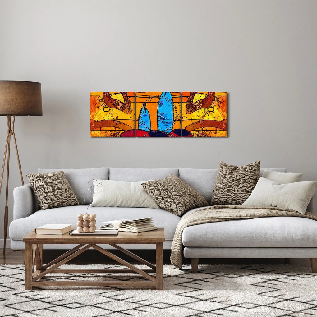 Tablou - Pictură străveche (cu ceas) (90x30 cm)