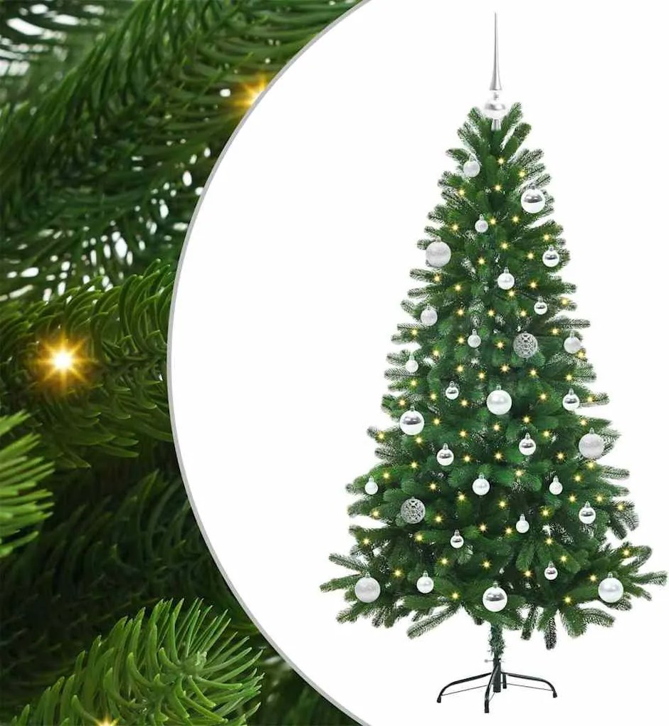 vidaXL Brad de Crăciun cu 150 LED cu suport Verde 150 cm PE