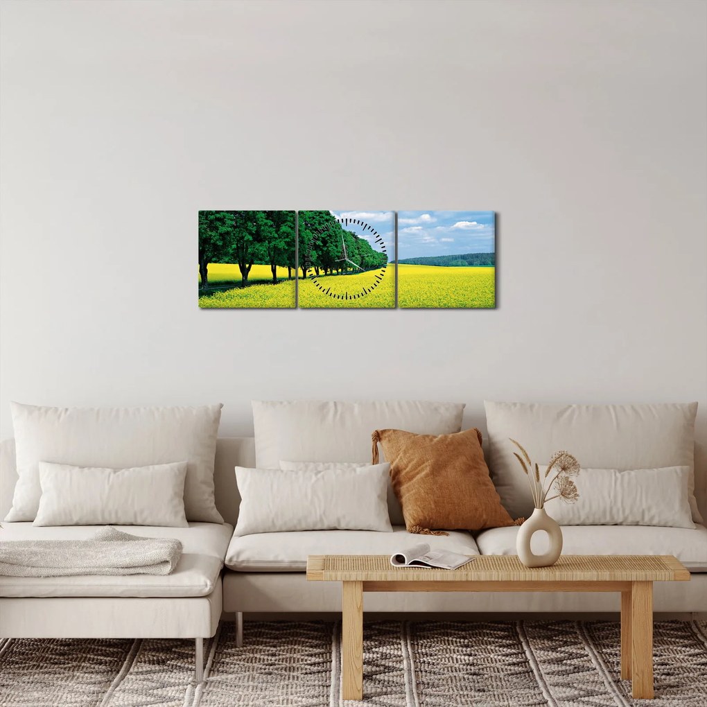 Tablou - Câmp cu alei (cu ceas) (90x30 cm)