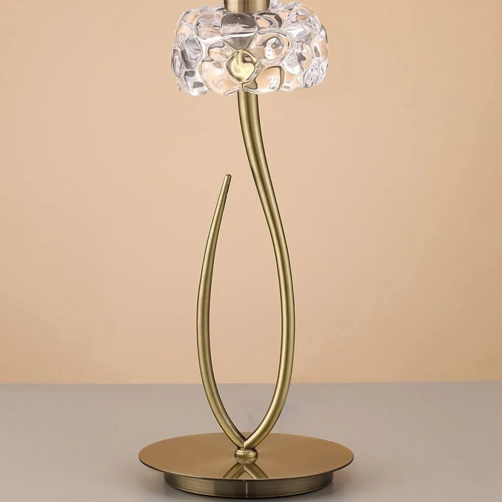 Veioza, Lampa de masa clasica LOEWE antique brass/ abajur alb