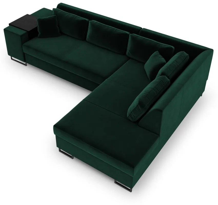 Colțar extensibil din catifea cu extensie pe partea dreaptă Cosmopolitan Design York, verde