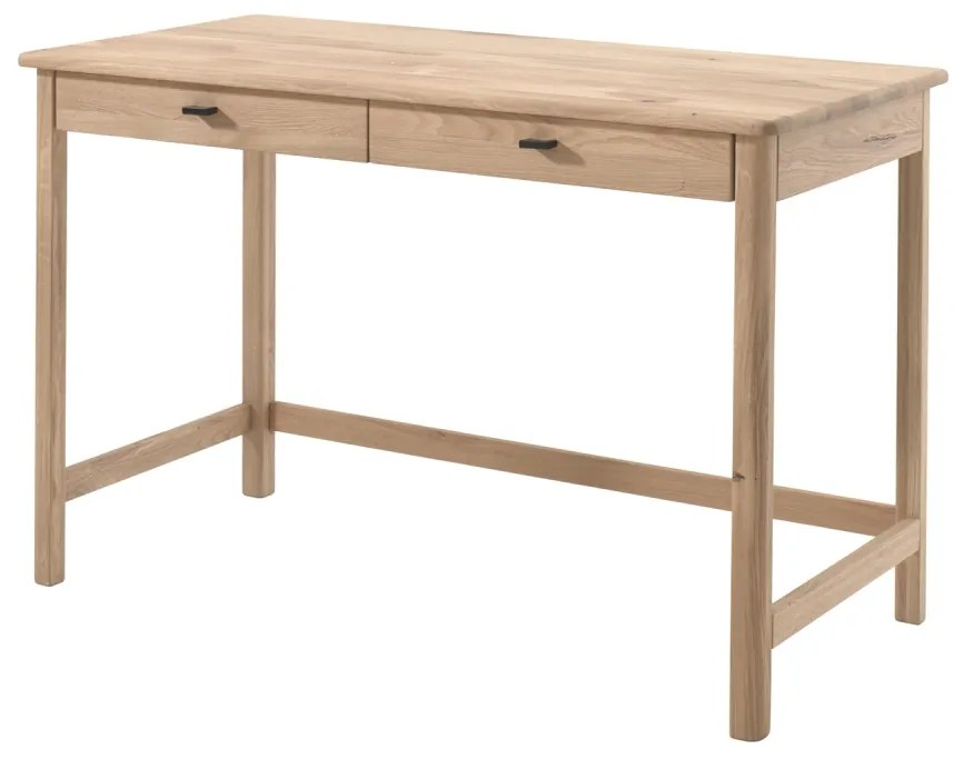 Set Complet Mobilier Camera Copii Forrest Oak, Pat 90x200 cm cu Tăblie Textilă, Dulap cu 2 Uși, Noptieră și Birou, din Lemn de Stejar, Natur – Vipack