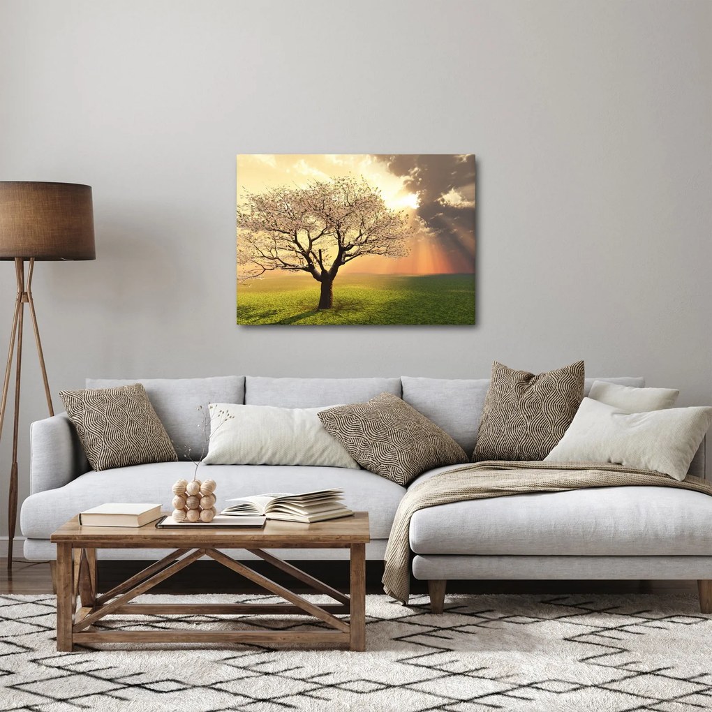 Tablou cu copac pe luncă (70x50 cm)
